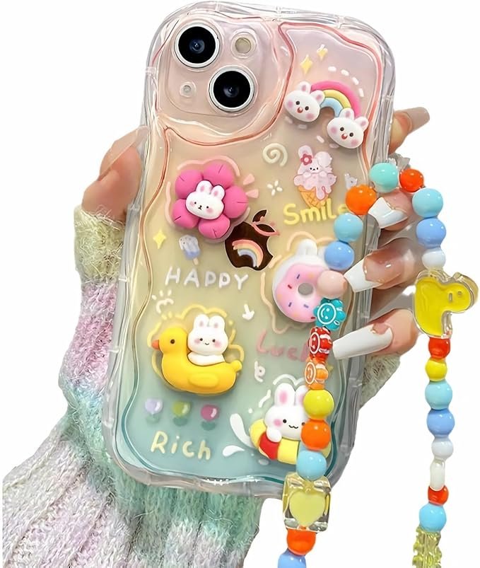 Tazweeq Cute iphone case for iPhone 14, Cute Cartoon 3D Rabbit - Image 3