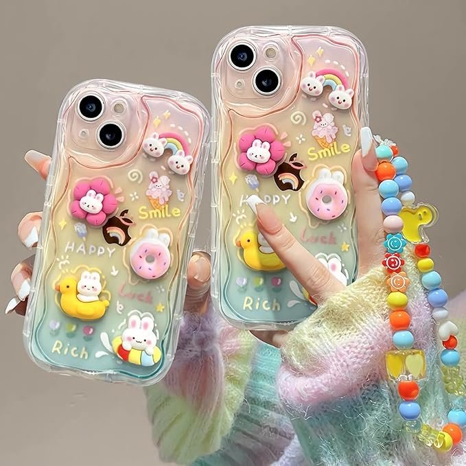 Tazweeq Cute iphone case for iPhone 14, Cute Cartoon 3D Rabbit - Image 2