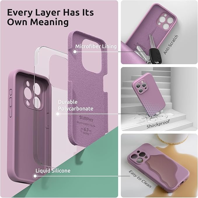 SURPHY Silicone for iPhone 15 Pro Max Case with Screen Protector - Image 2